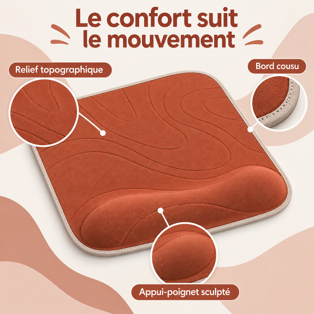 Tapis Sillon Ergo – Tapis de souris avec appui-poignet