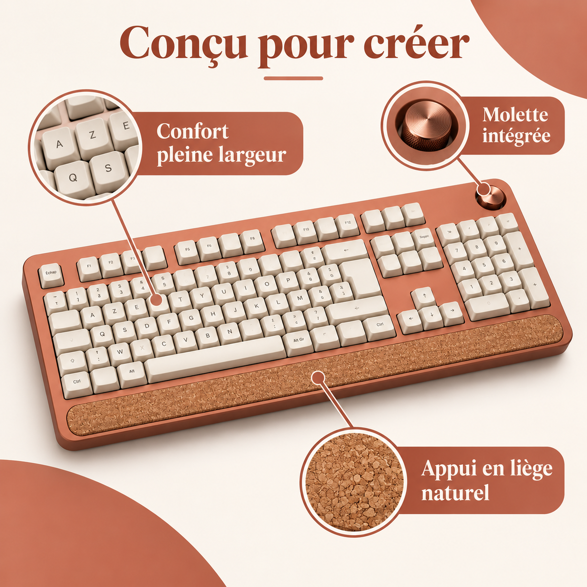 Clavier Atelier 96 – Clavier complet avec appui en liège