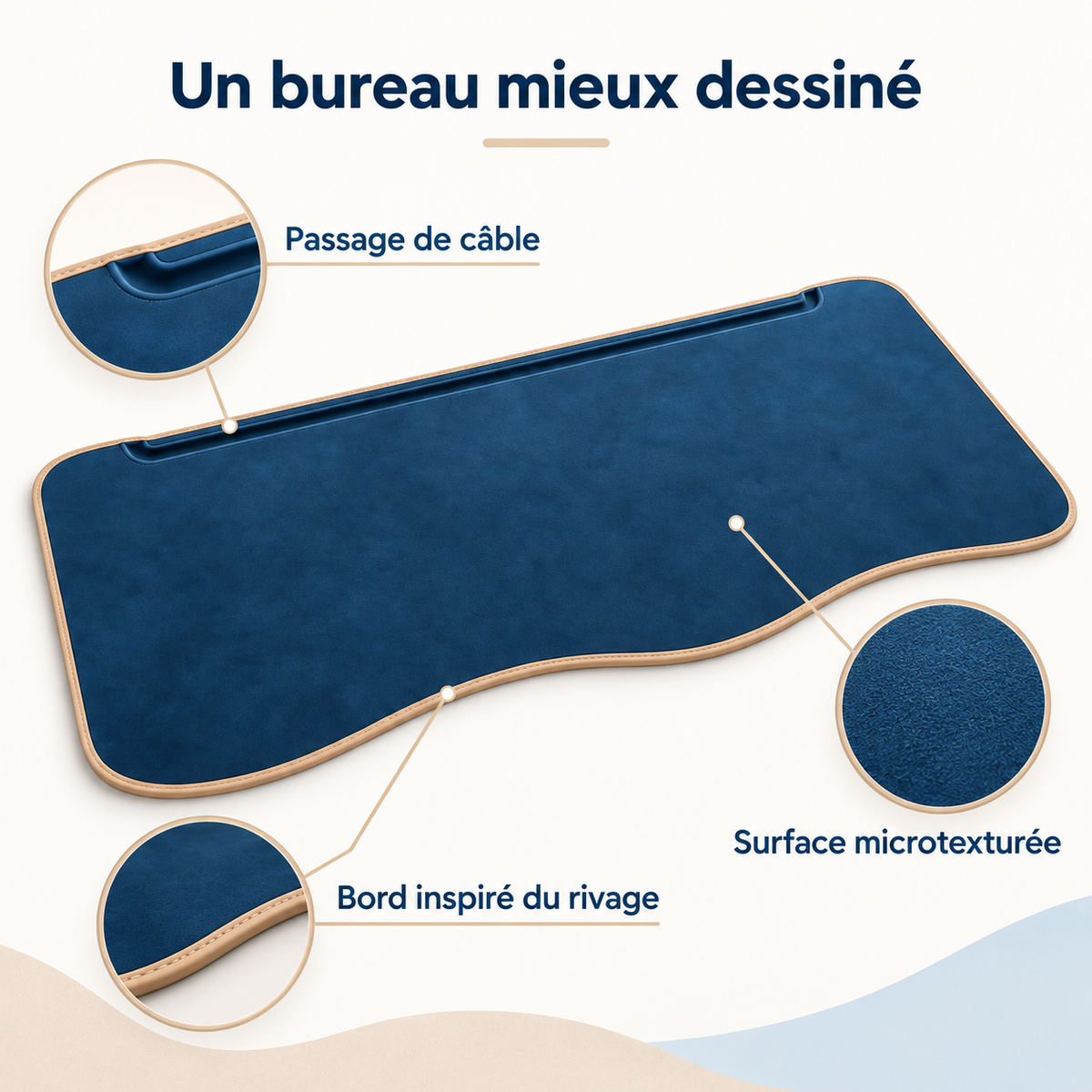 Tapis Horizon Desk – Grand tapis de bureau ondulé