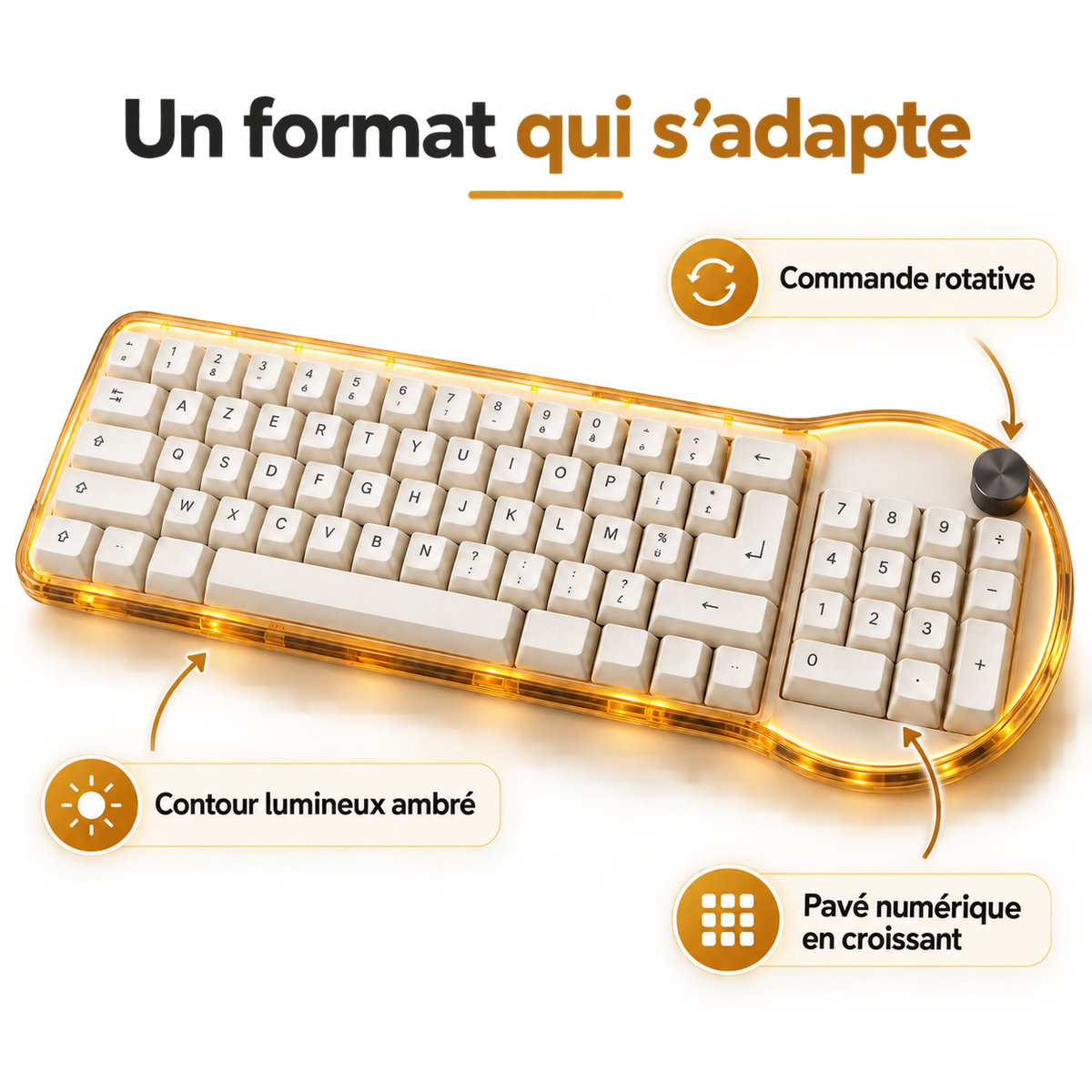 Clavier Halo Num – Clavier avec pavé numérique en croissant