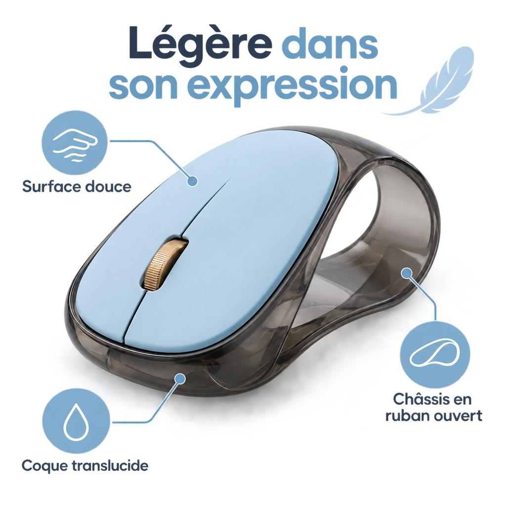 Souris Ruban Air – Souris sans fil à châssis ouvert